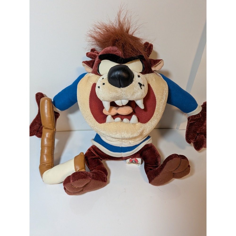 Vintage Looney Tunes Taz Tasmanian Devil Hockey Plush GANZ Warner Bros NWT 10"